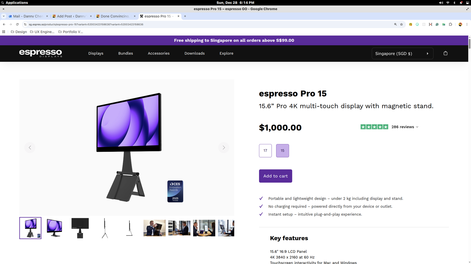 A screenshot of the espresso Pro 15 by espressoDisplays.
