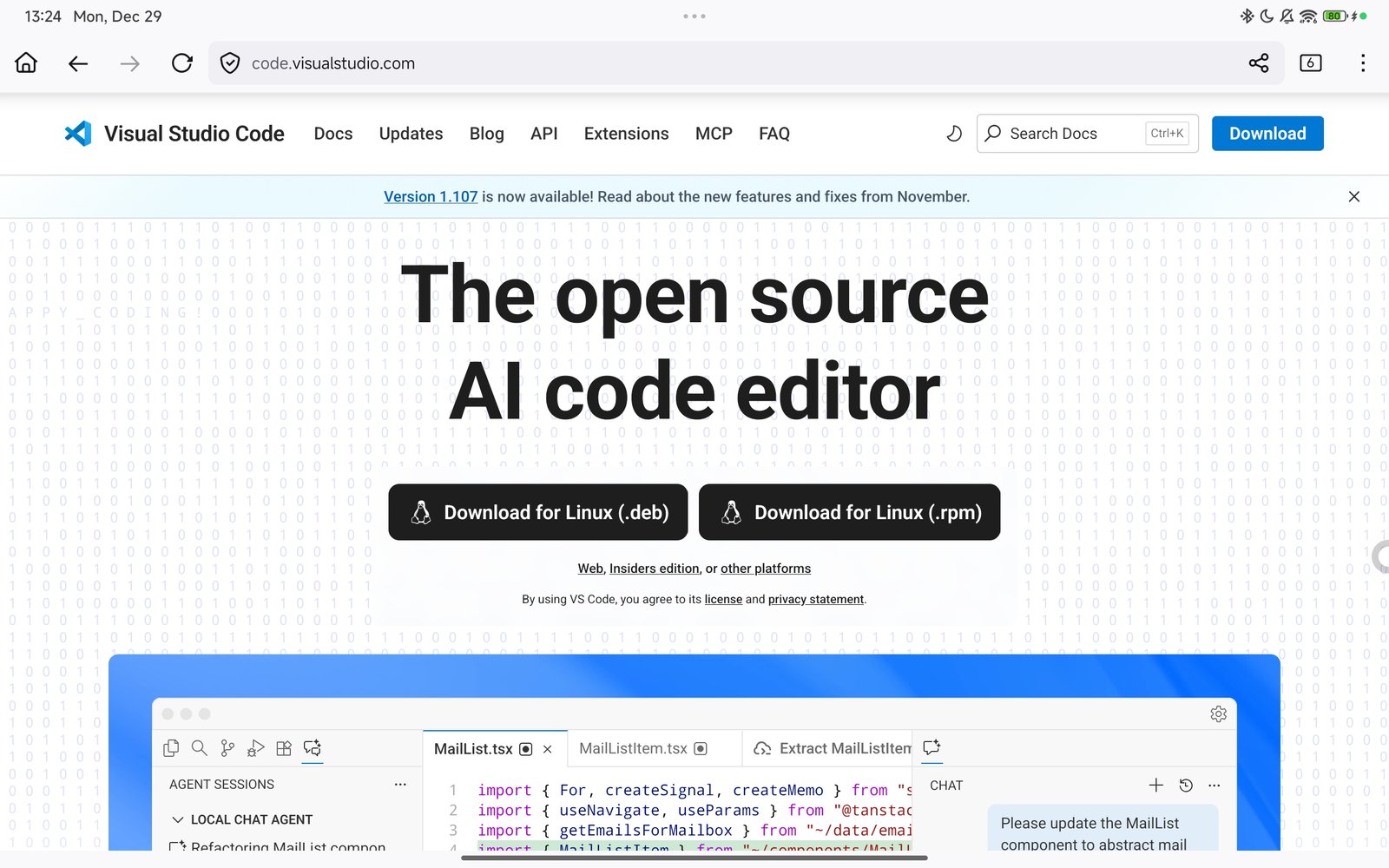 Screenshot of the VS Code Editor